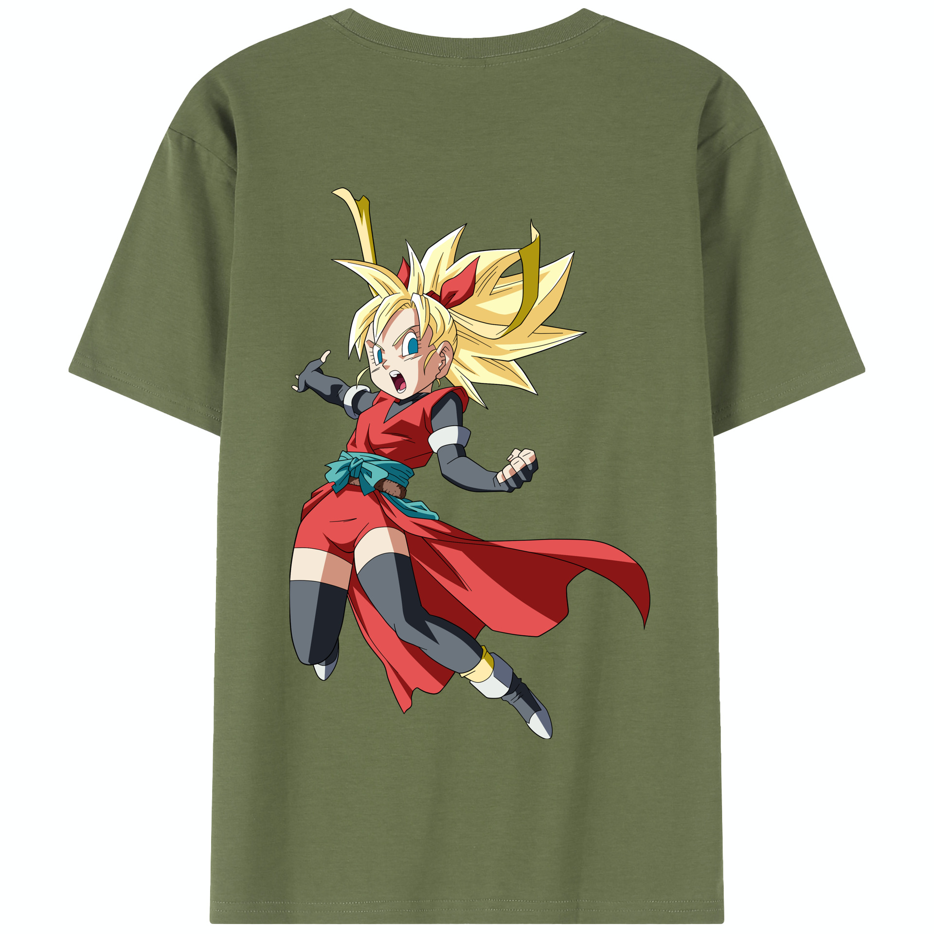 （画像用） ドラゴンボール カリフラ DRAGON BALL Caulifla 綿100％半袖Tシャツ（背面プリント）